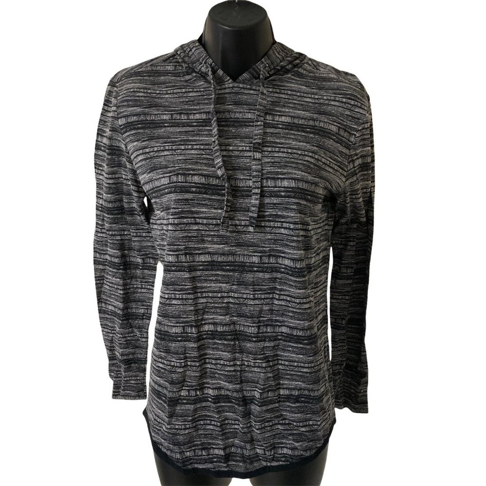 American Rag XS Long Sleeve Gray Stripe Cotton Blend Tee